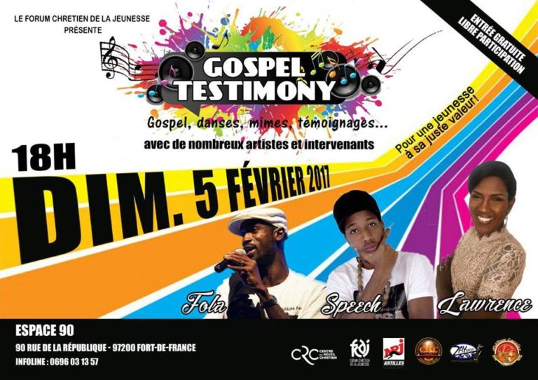 Le premier Gospel Testimony de l&rsquo;année 2017, c&rsquo;est le 5 février à l&rsquo;espace 90 à Fort-de-France