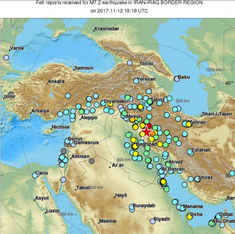 Un puissant séisme de magnitude 7,2 frappe l&rsquo;Irak et l&rsquo;Iran