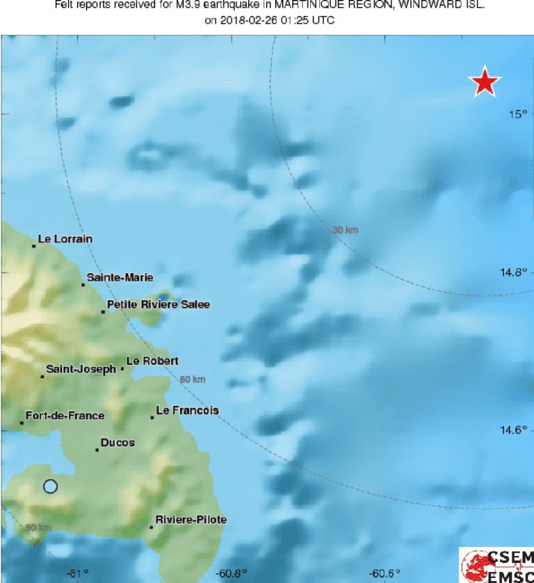 La terre a tremblé en Martinique, ce dimanche soir