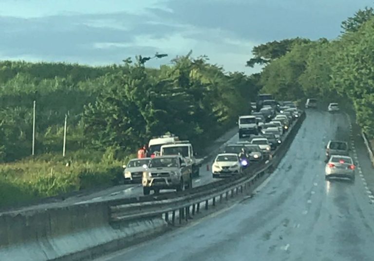 Une voiture fait une sortie de route sur la RN5 à Ducos