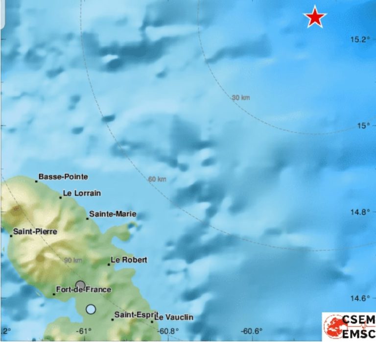 Un nouveau séisme de magnitude 4 sur l&rsquo;échelle de Richter enregistré la nuit dernière en Martinique