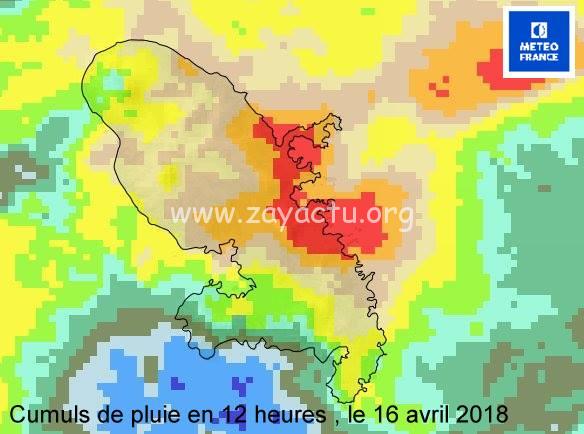 Cumul de pluie du 16 avril 2018