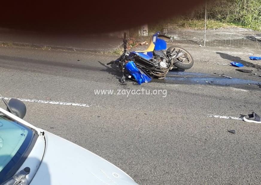 Accident entre une moto et de voiture à Chateauboeuf