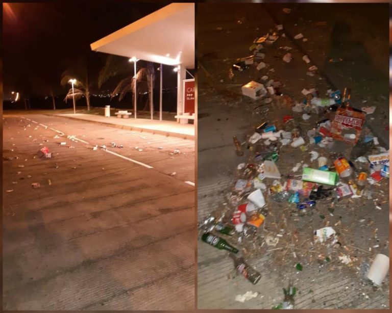 Des déchets laissés également sous l&rsquo;abris du TCSP à Carrère au Lamentin (VIDÉO)