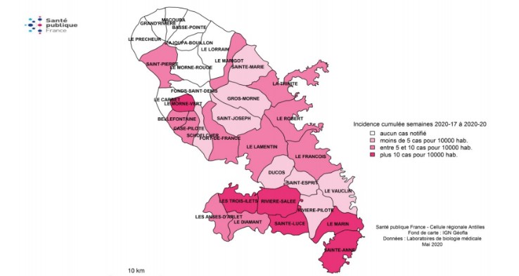 communes touchées par la dengue