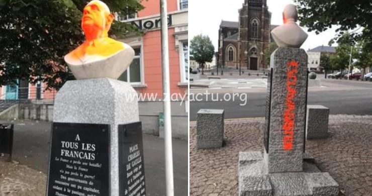 Buste du général Charles de Gaulle vandalisé
