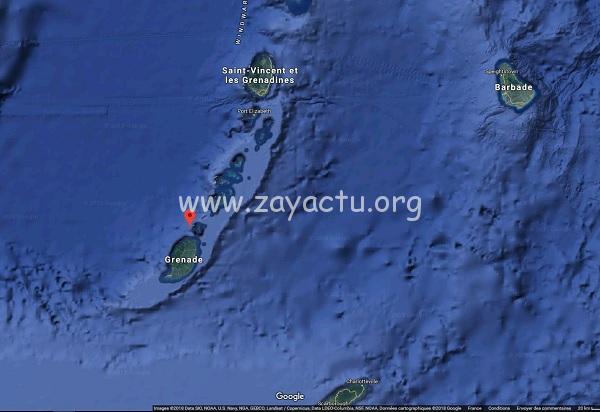 Carte du volcan le Kick'em Jenny à Grenade