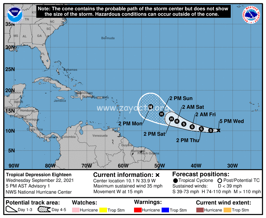 Trajectoire dépression tropicale 18