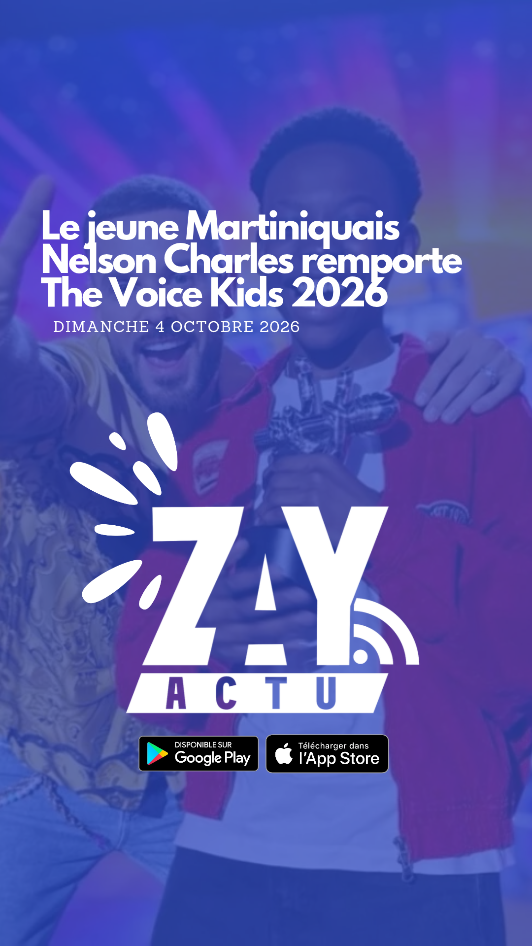 Le jeune Martiniquais Nelson Charles remporte The Voice Kids 2026