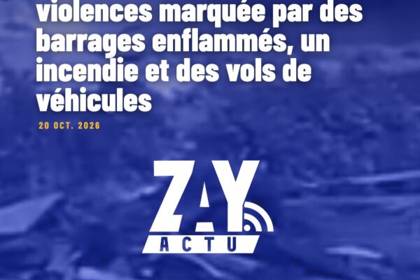 Une nouvelle nuit de violences marquée par des barrages enflammés, un incendie et des vols de véhicules